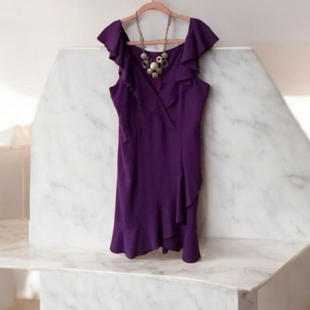 Purple Sexy Dress Low Cut Size 12/14 Summer Ready Flattering Fit